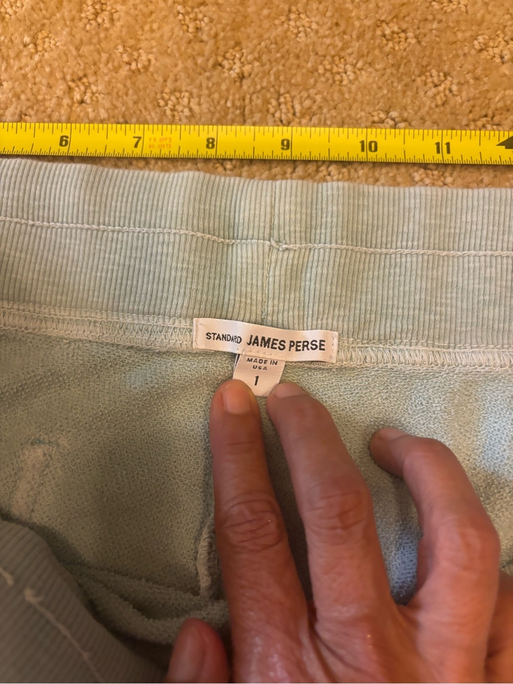 Unisex James Perse Pale Mint Rib-Waist Sweatpants made in USA Sz 1-Sz S